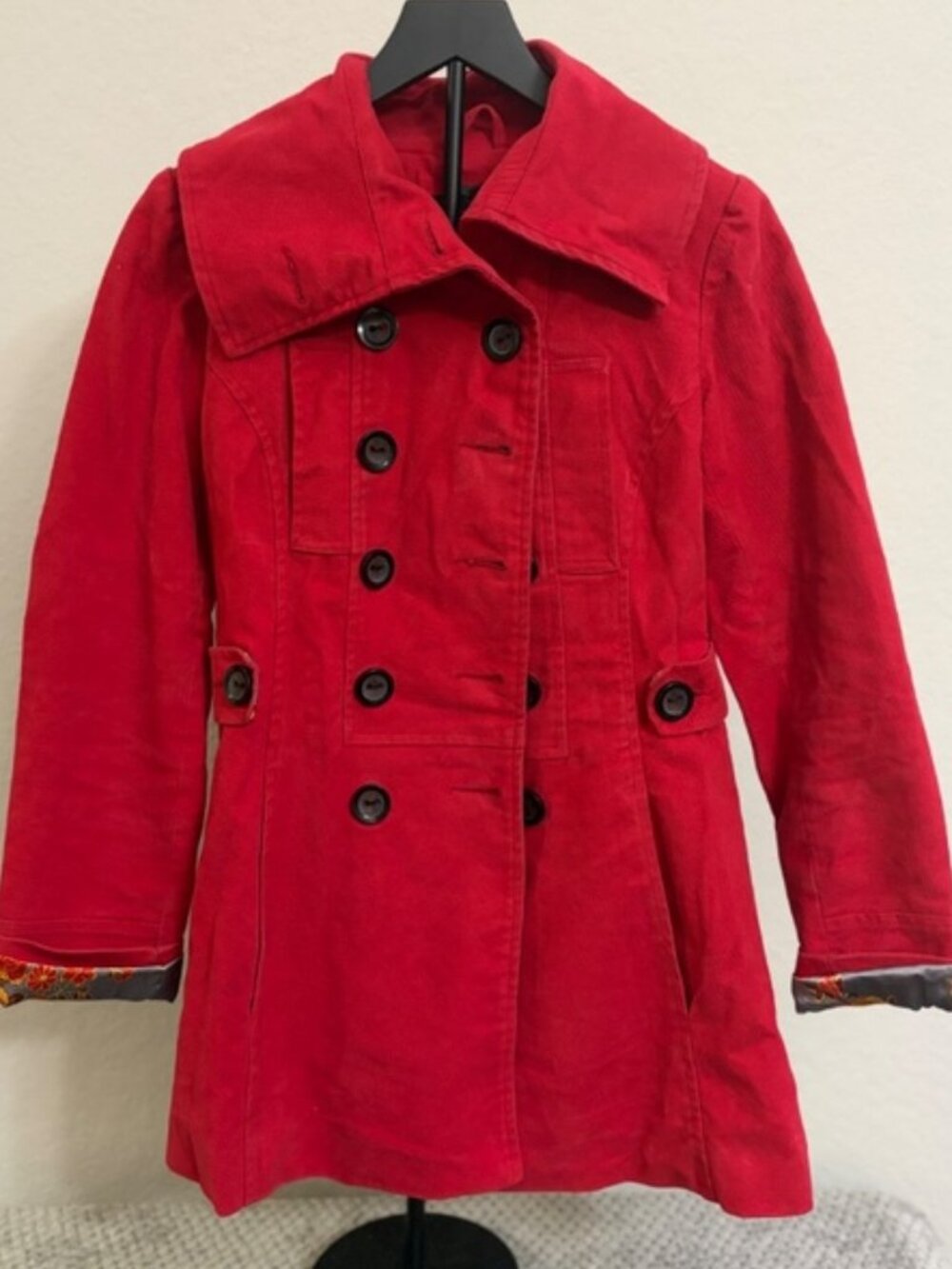 Nick & Mo Red Coat With Floral Lining